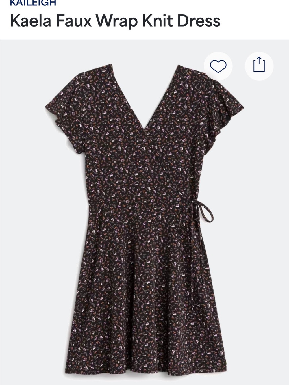 Kaileigh Black Faux-Wrap Mini Dress with Pink & Purple Floral